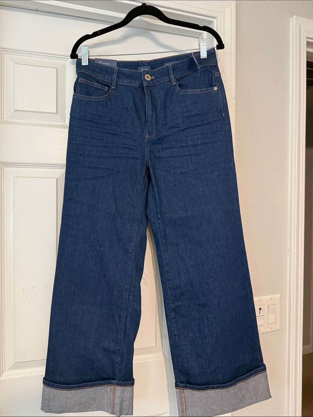 J. Jill Wide-Leg Dark Indigo Jeans with Cuffed Hem